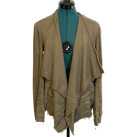 Free People Womens Jacket Sz Medium Raw Femme Brown Linen Blend Boho Open Front - Picture 1 of 9